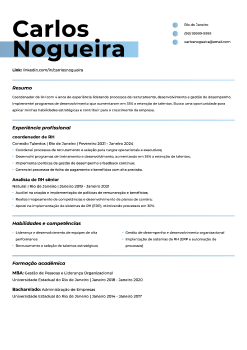 Exemplo de currículo de recursos humanos